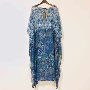 Full length sheer kaftan dress beach coverup M/L